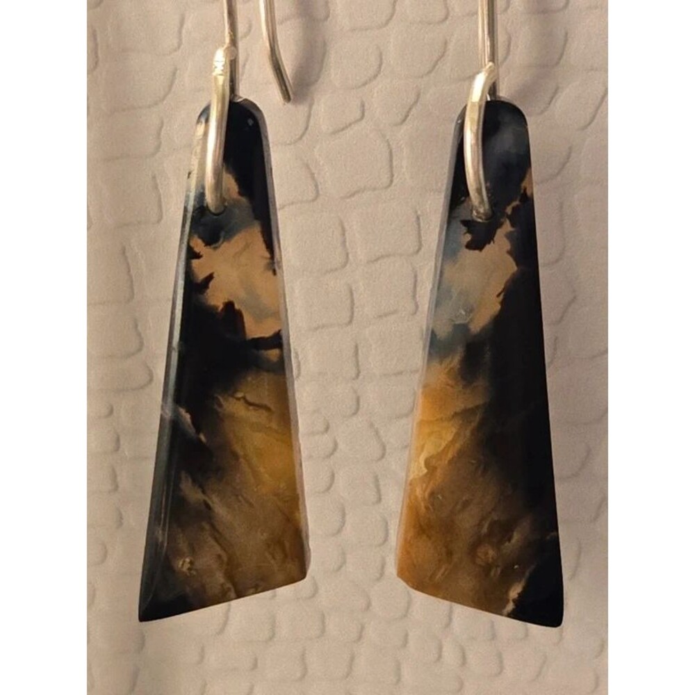 Natural Petrified Palm Root Dangle Earrings